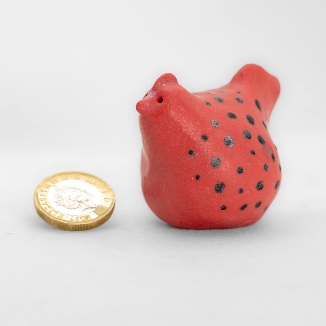 Red with Black Dots Matt Porcelain Chicken