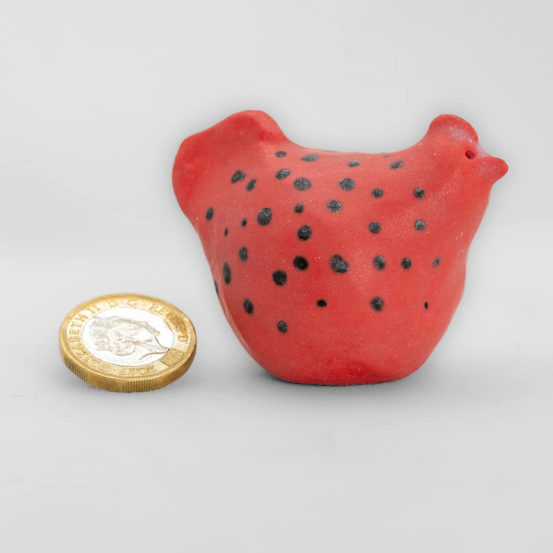 Red with Black Dots Matt Porcelain Chicken - Image 2