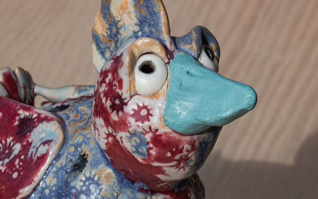 Pink and Blue Punk Bird