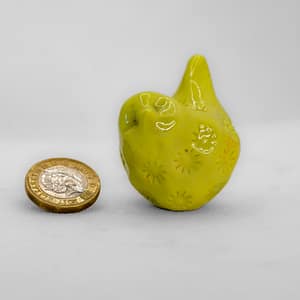 Yellow Glossy Little Porcelain Bird