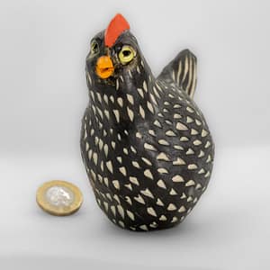 Black and White Small Clay Chicken